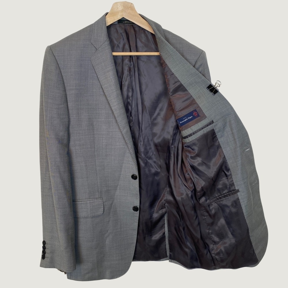 Ermenegildo Zegna Saks Fifth Avenue BLACK Label Grey Wool Blazer Jacket 42L USA
